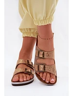 Dámské pantofle Béžové s přezkami model 22094896 - Inblu