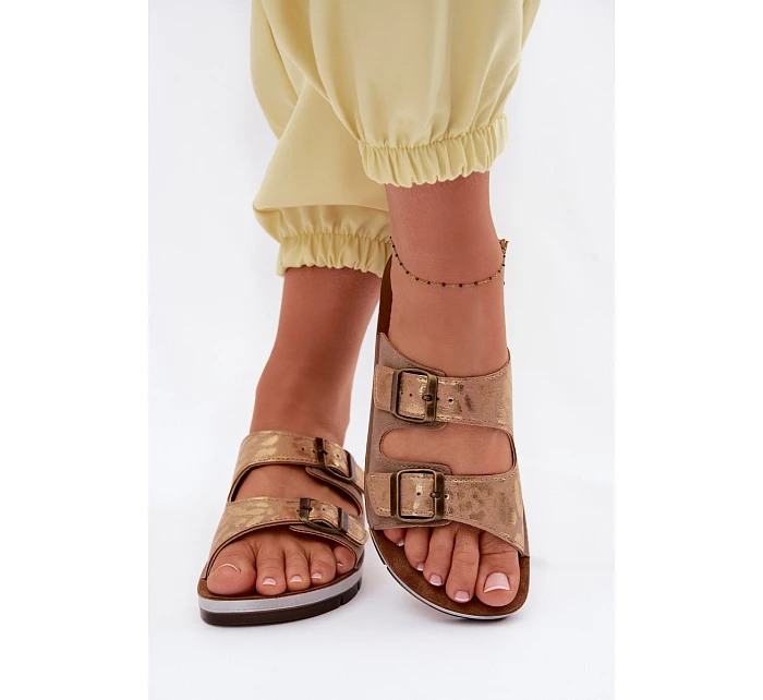 Dámské pantofle Béžové s přezkami model 22094896 - Inblu