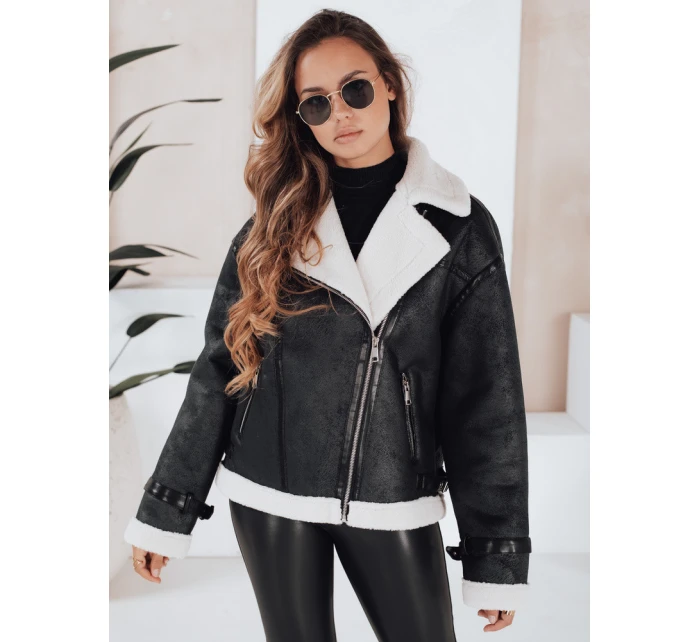 Dámská bunda z ovčí kůže černá Dstreet model 21991676 - FashionStreet