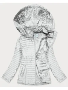 Dámska bunda vo farbe ecru s bodkovanou podšívkou (SF8981)