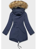 Dámska obojstranná zimná bunda tmavomodrá a béžová (2M-21508)