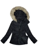Čierna dámska krátka prešívaná zimná bunda J Style (5M3153-392)