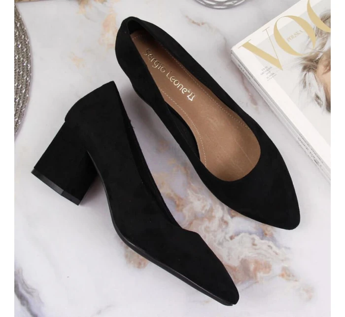 Sergio Leone W SK358A čierne lodičky na podpätku