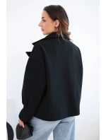 Dámská krátká model 22036095 bunda s límcem černá - K-Fashion
