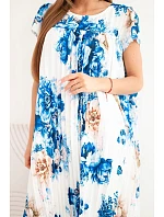 Dámské viskózové květované šaty s krátkým rukávem a kapsami chrpově model 22173131 - K-Fashion