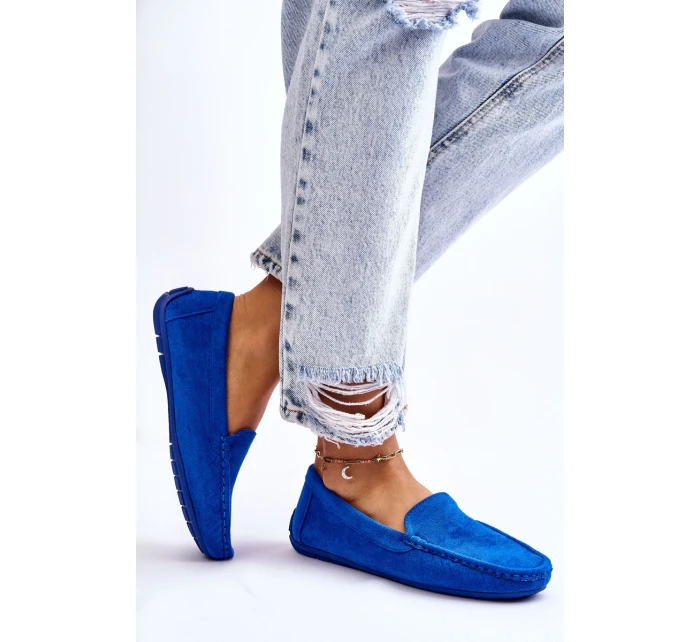 Zamszowe Mokasyny Damskie Niebieskie Morreno