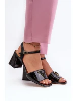 Elegantní Lakované Sandály Na Podpatku Černé D&A model 21659766 - S.Barski