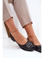 Dámské kožené baleríny s ozdobou D&A – černé