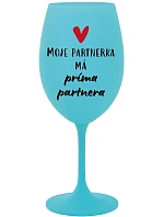 Môj partner má priateľského partnera - tyrkysový pohár na víno 350 ml