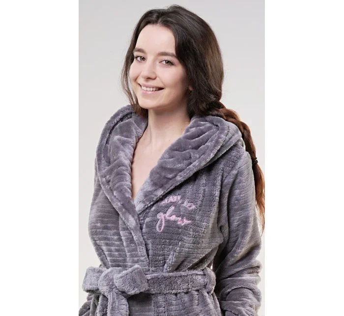 Dámský župan krátký s kapucí model 16162356 - Vienetta Dámský župan krátký s kapucí model 16162356 - Vienetta