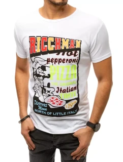 Pánske biele tričko s potlačou FashionStreet RX4372