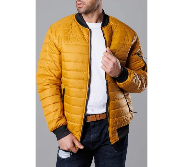 Tmavo žltá pánska prešívaná bunda typu "bomber" (MY02-23)