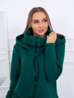 Zateplené šaty s delšími boky tmavě zelené