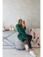 Zateplená mikina s dlhým chrbtom a kapucňou tmavo zelená