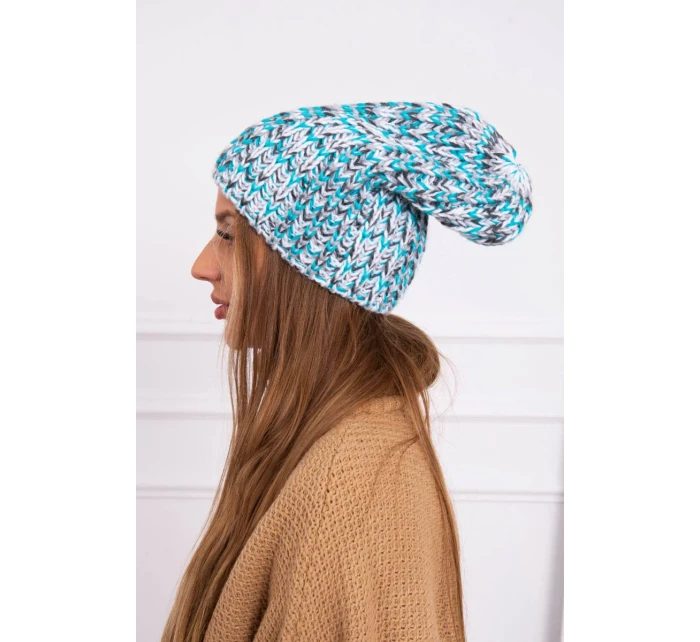 Dámska čiapka Lora K312 tyrkysová+sivá Dámska čiapka Lora K312 tyrkysová+sivá