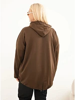Dámska mikina z viskózy vo veľkosti plus size s kapucňou a klokaním vreckom, hnedá Dámska mikina z viskózy vo veľkosti plus size s kapucňou a klokaním vreckom, hnedá