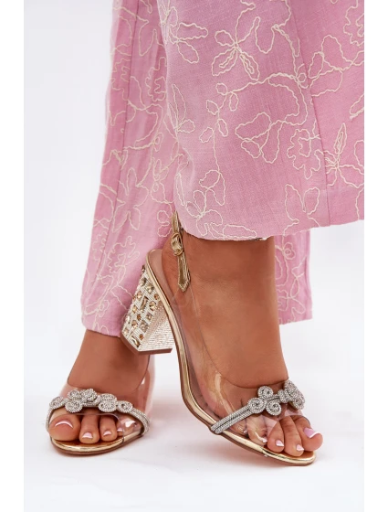 Transparentne Sandały Na Słupku D&A MR51-705 Złote