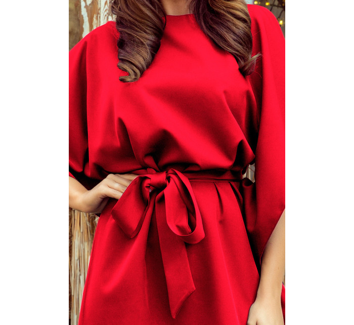 SOFIA - Červené dámske motýlikové šaty 287-3