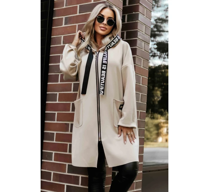model 21379613 Ležérní kabát s kapsami a kapucí béžový - numoco basic model 21379613 Ležérní kabát s kapsami a kapucí béžový - numoco basic