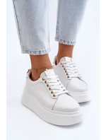 Dámské kožené tenisky na platformě model 21649096 bílé - CheBello