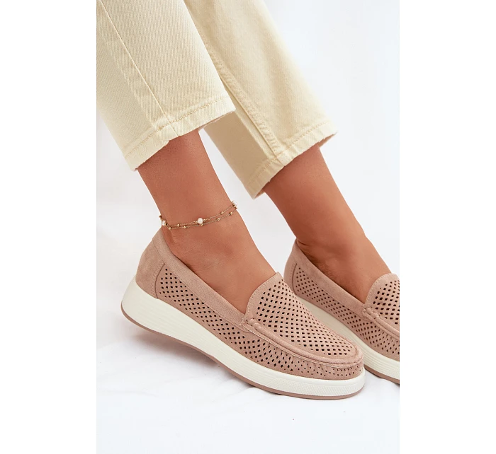 Dámské síťované mokasíny Sergio Leone MK097H béžové