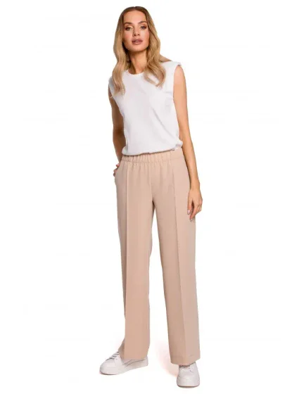 model 15125875 Kalhoty s nařasenými nohavicemi béžové - Moe model 15125875 Kalhoty s nařasenými nohavicemi béžové - Moe
