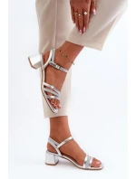 Dámske sandále na nízkom podpätku z ekokože Sergio Leone Silver Dámske sandále na nízkom podpätku z ekokože Sergio Leone Silver