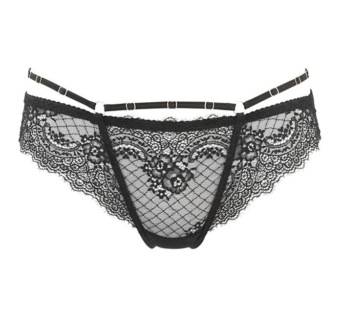 Dámske sexy čipkované tangá V-10098 Black - Axami