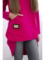 Mikina s dlhým chrbtom a kapucňou fuchsiová Mikina s dlhým chrbtom a kapucňou fuchsiová