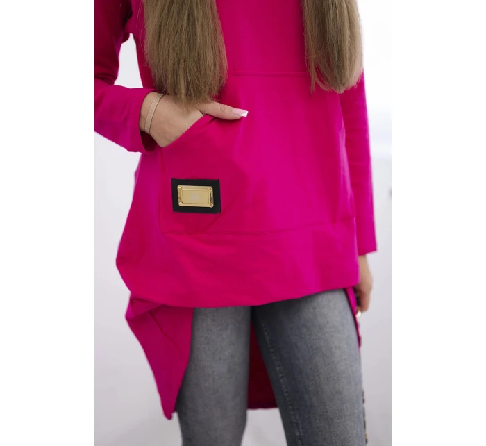 Mikina s dlhým chrbtom a kapucňou fuchsiová Mikina s dlhým chrbtom a kapucňou fuchsiová