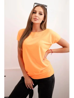 Dámska bavlnená základná blúzka s krátkymi rukávmi neónovo oranžová