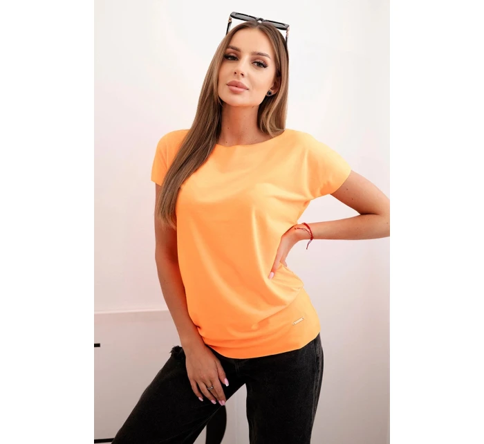 Dámska bavlnená základná blúzka s krátkymi rukávmi neónovo oranžová