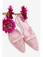 Dámské krajkové sandály na podpatku s mašlí Růžové Maribelle