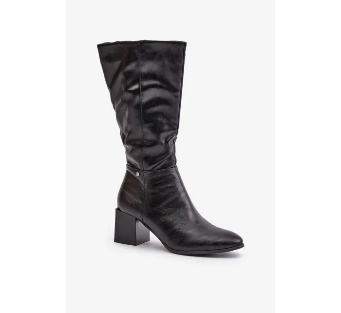 Čierne topánky Ellithira z eko kože na podpätku Čierne topánky Ellithira z eko kože na podpätku