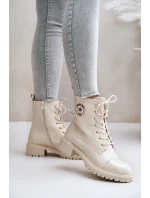 Dámske členkové šnurovacie topánky 089 model 201747 Ecru - Super Me Dámske členkové šnurovacie topánky 089 model 201747 Ecru - Super Me