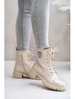 Dámske členkové šnurovacie topánky 089 model 201747 Ecru - Super Me