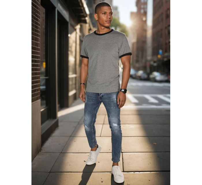 Pánske základné sivé tričko FashionStreet RX5663
