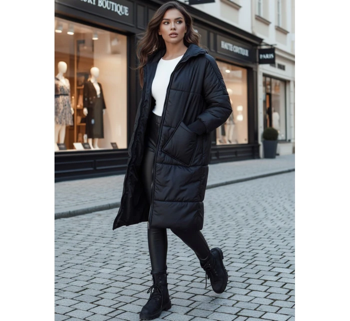Dámský oversize kabát prošívaný černý Dstreet model 21995428 - FashionStreet Dámský oversize kabát prošívaný černý Dstreet model 21995428 - FashionStreet