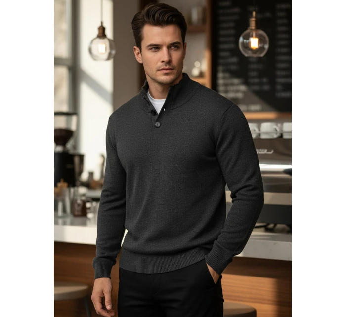 Pánský svetr se stojáčkem grafitový model 21995591 - Dstreet Pánský svetr se stojáčkem grafitový model 21995591 - Dstreet