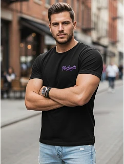 Pánske bavlnené tričko s potlačou No Limits casual black FashionStreet NX0134R