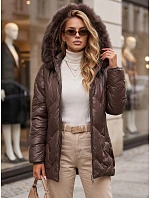Dámska zimná bunda LOVEINSIDE, prešívaná s kožušinovým lemom, fialová, FashionStreet TY5814 Dámska zimná bunda LOVEINSIDE, prešívaná s kožušinovým lemom, fialová, FashionStreet TY5814