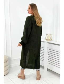 Sveter dlhý kardigán khaki