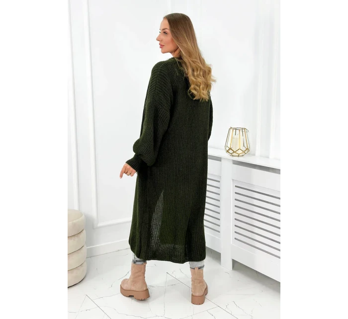 Svetr dlouhý kardigan khaki Svetr dlouhý kardigan khaki