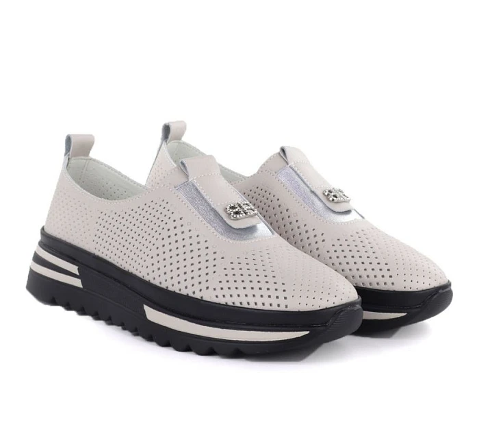 Dámske kožené topánky na platforme béžové S.Barski 7092 Dámske kožené topánky na platforme béžové S.Barski 7092