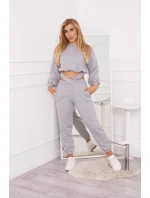 Zateplená souprava s krátkou mikinou šedá Zateplená souprava s krátkou mikinou šedá