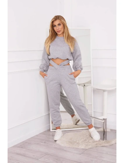 Zateplená souprava s krátkou mikinou šedá Zateplená souprava s krátkou mikinou šedá
