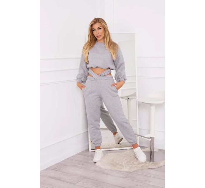 Zateplená souprava s krátkou mikinou šedá Zateplená souprava s krátkou mikinou šedá