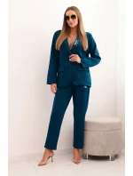 Dámská souprava s viskózou a ozdobami a model 21232439 kalhotami mořská - K-Fashion