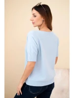 Dámsky viskózový sveter s krátkymi rukávmi modrý