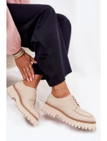 Półbuty Mokasyny Damskie Ze Sznurowaniem Big Star NN274053 Beżowe